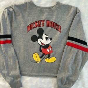 Disney Sweatshirt Mickey Mouse Vintage Cropped Size XL Gray